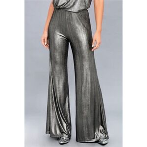 jack by bb dakota Leonardo Metallic Gunmetal Wide-Leg Pants Sz XS